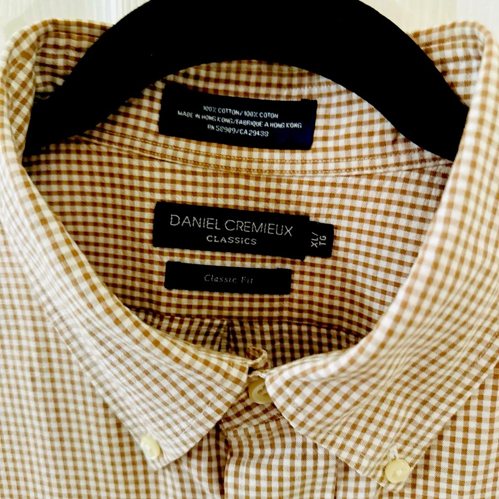 Daniel Cremieux , XL button-down collar, Brown cotton shirt